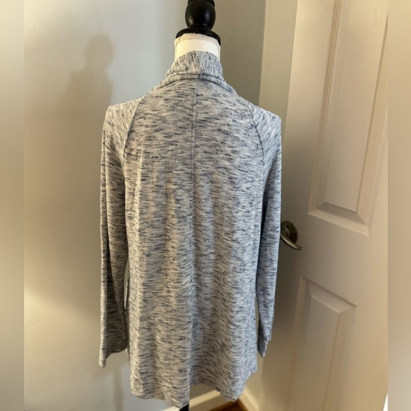 LOFT Cotton Textured Dusty Heathered Cream White Blue Open Cardigan Size large - Picture 2 of 7